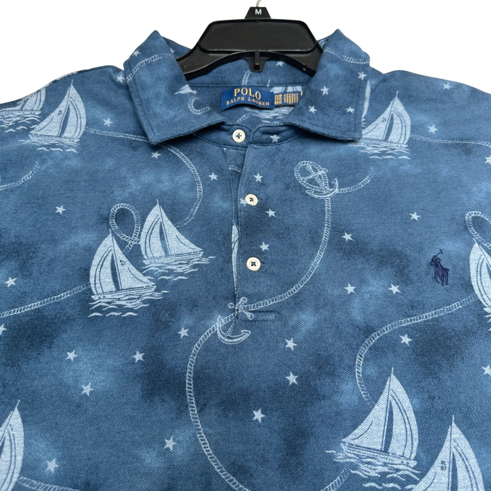 Polo Ralph Lauren Men's Size 2XB Nautical Coastal Sailing Blue 100% Cotton - Picture 8 of 11